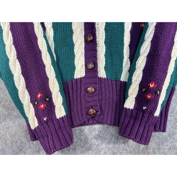 Vtg Milano Design Group Women’s Cable Knit Cardigan Sweater M - Picture 5 of 14